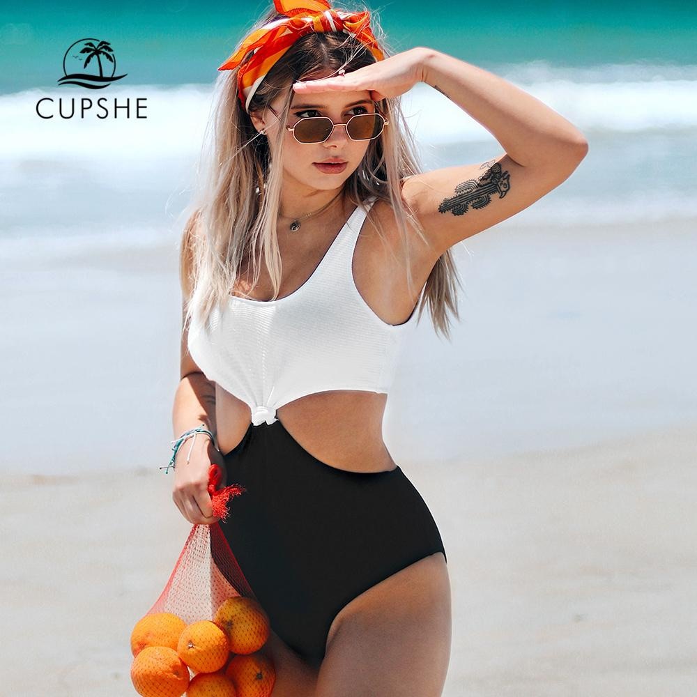 Cupshe blk/wht one piece swimsuit size Large